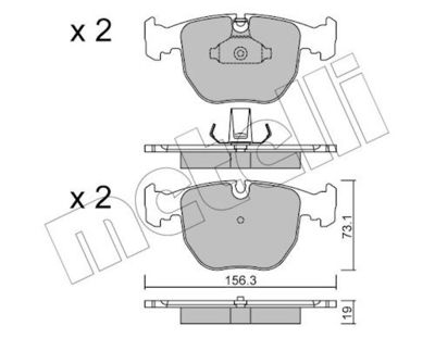 комплект спирачно феродо, дискови спирачки METELLI 22-0559-0