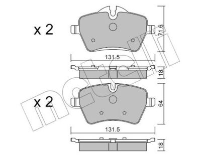 комплект спирачно феродо, дискови спирачки METELLI 22-0768-0