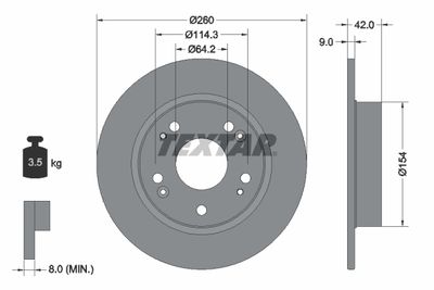 Тормозной диск TEXTAR 92164303 для GREAT WALL VOLEEX