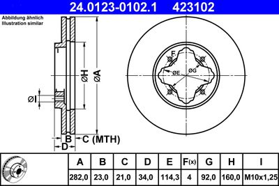 Тормозной диск ATE 24.0123-0102.1 для ROVER 600