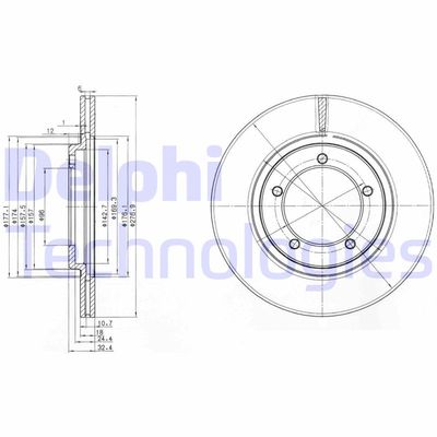 Тормозной диск DELPHI BG2534 для DAIHATSU WILDCAT/ROCKY