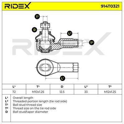 накрайник на напречна кормилна щанга RIDEX 914T0321