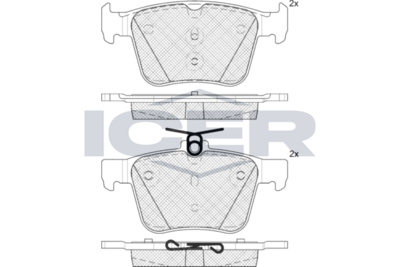 комплект спирачно феродо, дискови спирачки ICER 182098