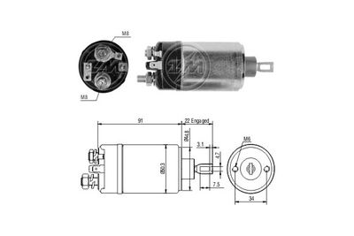 Тяговое реле, стартер ERA ZM724 для VW 1500,1600