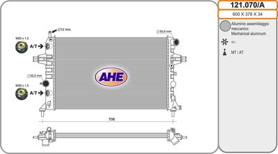 AHE 121.070/A Радиатор охлаждения двигателя для OPEL ASTRA G Фургон/универсал (F70)