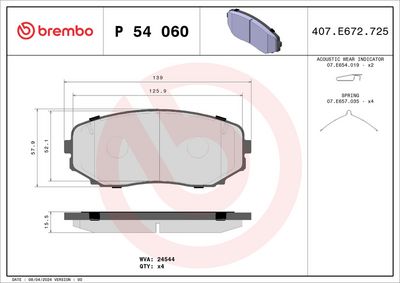 Brake Pad Set, disc brake P 54 060