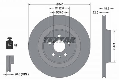 спирачен диск TEXTAR 92355003