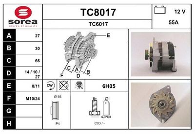 GENERATOR / ALTERNATOR SNRA TC8017