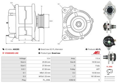 GENERATOR / ALTERNATOR AS-PL A6628S 4