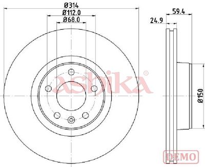спирачен диск ASHIKA 60-00-0927C