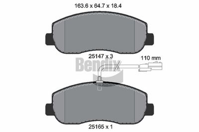 Sada brzdových destiček, kotoučová brzda BENDIX Braking BPD1037