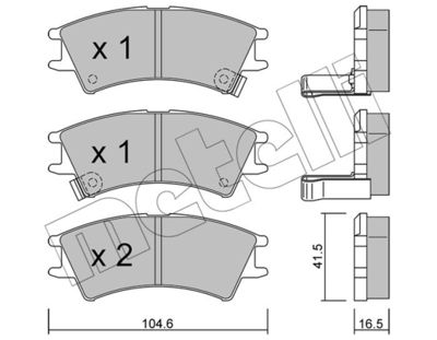 Комплект тормозных колодок, дисковый тормоз METELLI 22-0361-0 для HYUNDAI ATOS