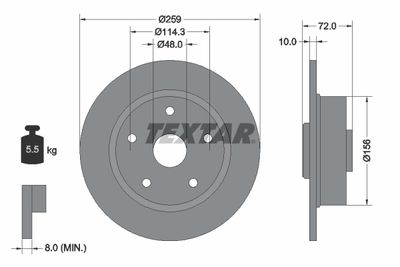 Тормозной диск TEXTAR 92078800 для FORD USA PROBE