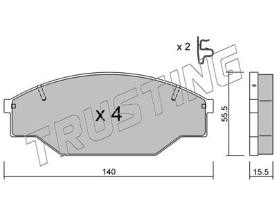 Комплект тормозных колодок, дисковый тормоз TRUSTING 236.0 для VW TARO