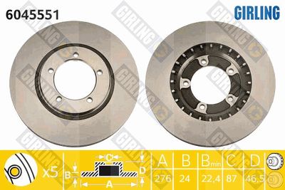 GIRLING 6045551 Тормозные диски для MITSUBISHI L400