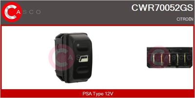 Выключатель, стеклолодъемник CASCO CWR70052GS для CITROËN XSARA
