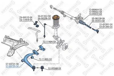 носач, окачване на колелата STELLOX 57-03720-SX