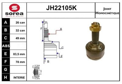 SNRA Homokineet reparatie set, aandrijfas (JH22105K)