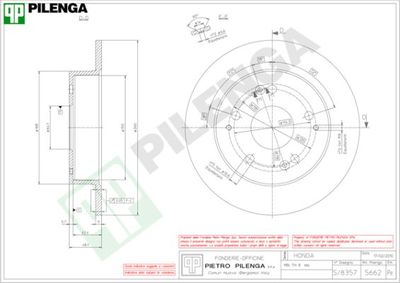 PILENGA 5662 Тормозные диски  для HONDA ACCORD (Хонда Аккорд)