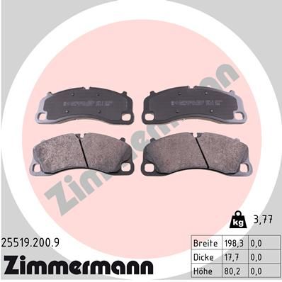 ZIMMERMANN Bremsbelagsatz, Scheibenbremse pb:z (25519.200.9)