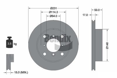 Тормозной диск BENDIX Braking BDS1688 для SUZUKI SWIFT