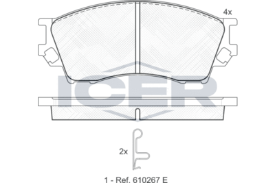 Комплект тормозных колодок, дисковый тормоз ICER 141337 для MAZDA XEDOS