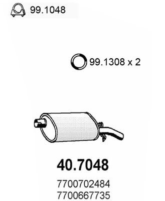 Глушитель выхлопных газов конечный ASSO 40.7048 для RENAULT 18