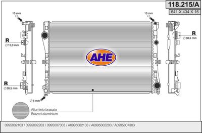 AHE 118.215/A Радиатор, охлаждение двигателя 
