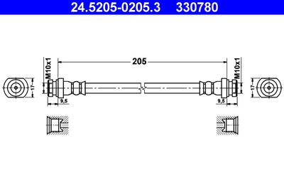 Тормозной шланг ATE 24.5205-0205.3 для MITSUBISHI MIRAGE