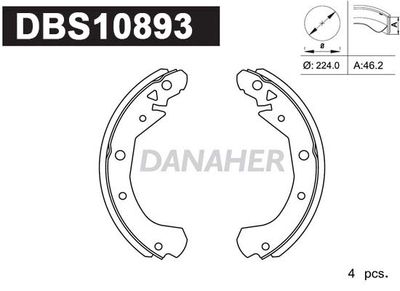 DANAHER DBS10893 Ремкомплект барабанных колодок  для ISUZU TROOPER (Исузу Троопер)