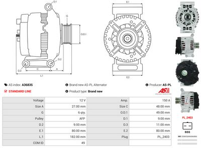 GENERATOR / ALTERNATOR AS-PL A3683S 4
