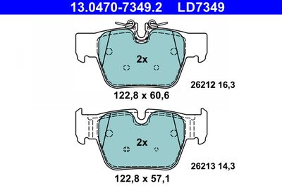 Комплект тормозных колодок, дисковый тормоз ATE 13.0470-7349.2 для BMW X2