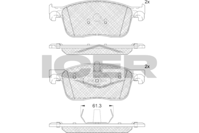 комплект спирачно феродо, дискови спирачки ICER LM2297