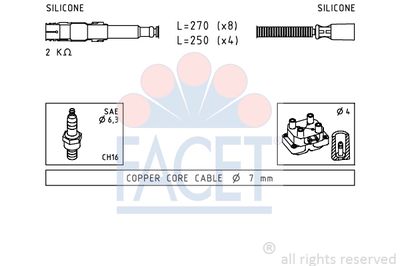 Комплект проводов зажигания FACET 4.9649 для MERCEDES-BENZ VIANO