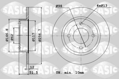 Тормозной диск SASIC 9004229J для FIAT ARGENTA
