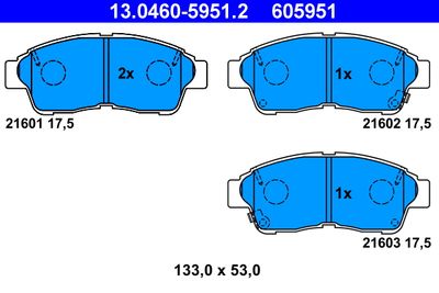 Комплект тормозных колодок, дисковый тормоз ATE 13.0460-5951.2 для TOYOTA CHASER