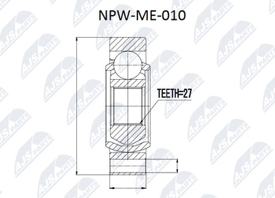 Шарнирный комплект, приводной вал NTY NPW-ME-010 для MERCEDES-BENZ CLK