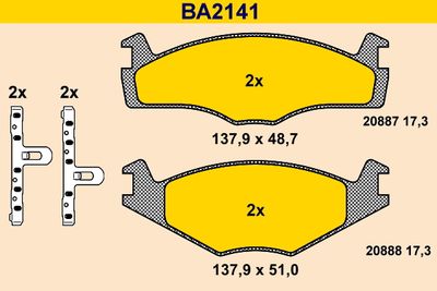 Sada brzdových destiček, kotoučová brzda BARUM BA2141