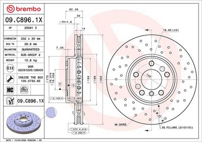 BREMSSCHEIBE BREMBO 09C8961X 3