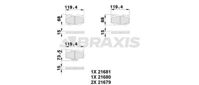 Комплект тормозных колодок, дисковый тормоз BRAXIS AB0115 для VW TARO