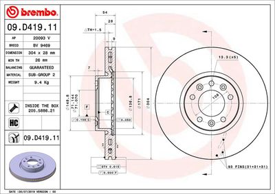 DISC FRANA BREMBO 09D41911