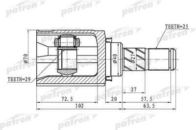 Шарнирный комплект, приводной вал PATRON PCV1421 для NISSAN (DFAC) TIIDA