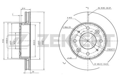 Тормозной диск ZEKKERT BS-6045 для KIA CLARUS