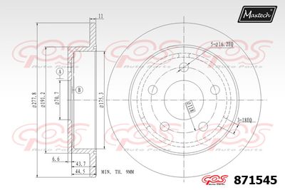 Тормозной диск MAXTECH 871545 для CHEVROLET ALERO