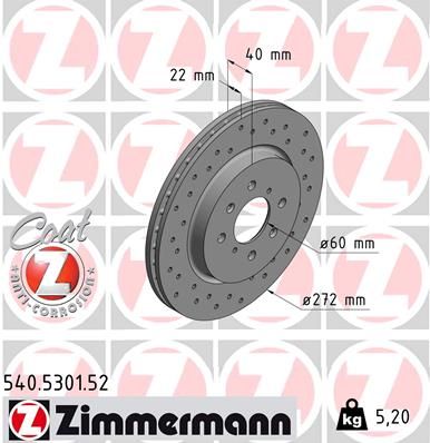 ZIMMERMANN 540.5301.52 Тормозные диски для SUZUKI SWIFT