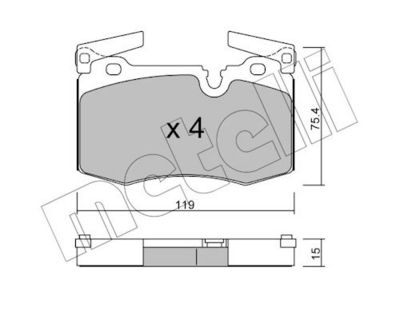 комплект спирачно феродо, дискови спирачки METELLI 22-0829-0