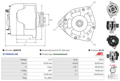GENERATOR / ALTERNATOR AS-PL A6007PR 4
