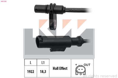 Czujnik, prędkość obrotowa koła KW 460 242