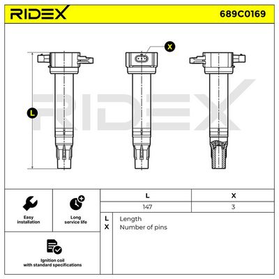 запалителна бобина RIDEX 689C0169