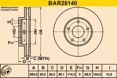 BARUM BAR28140 Тормозные диски  для NISSAN CEFIRO (Ниссан Кефиро)